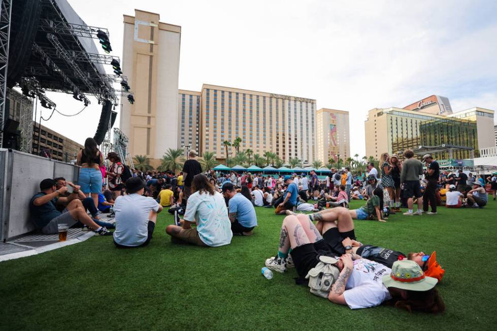 Festival attendees get some rest in before a set by Pinback during the Best Friends Forever Fes ...