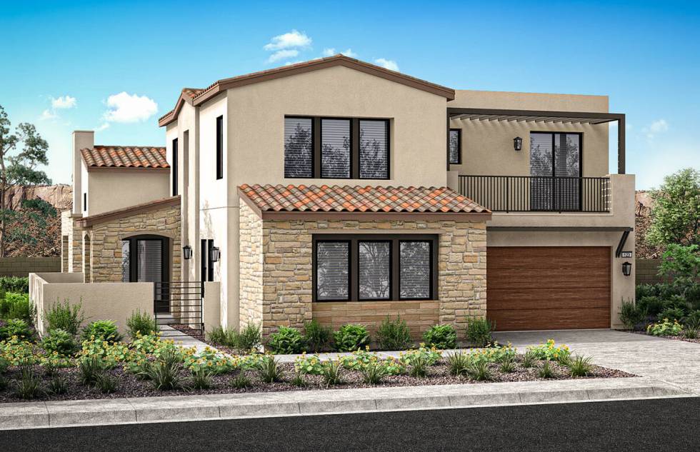 A two-story home option in the "La Cova" neighborhood of Lake Las Vegas. Tri Pointe Homes expec ...