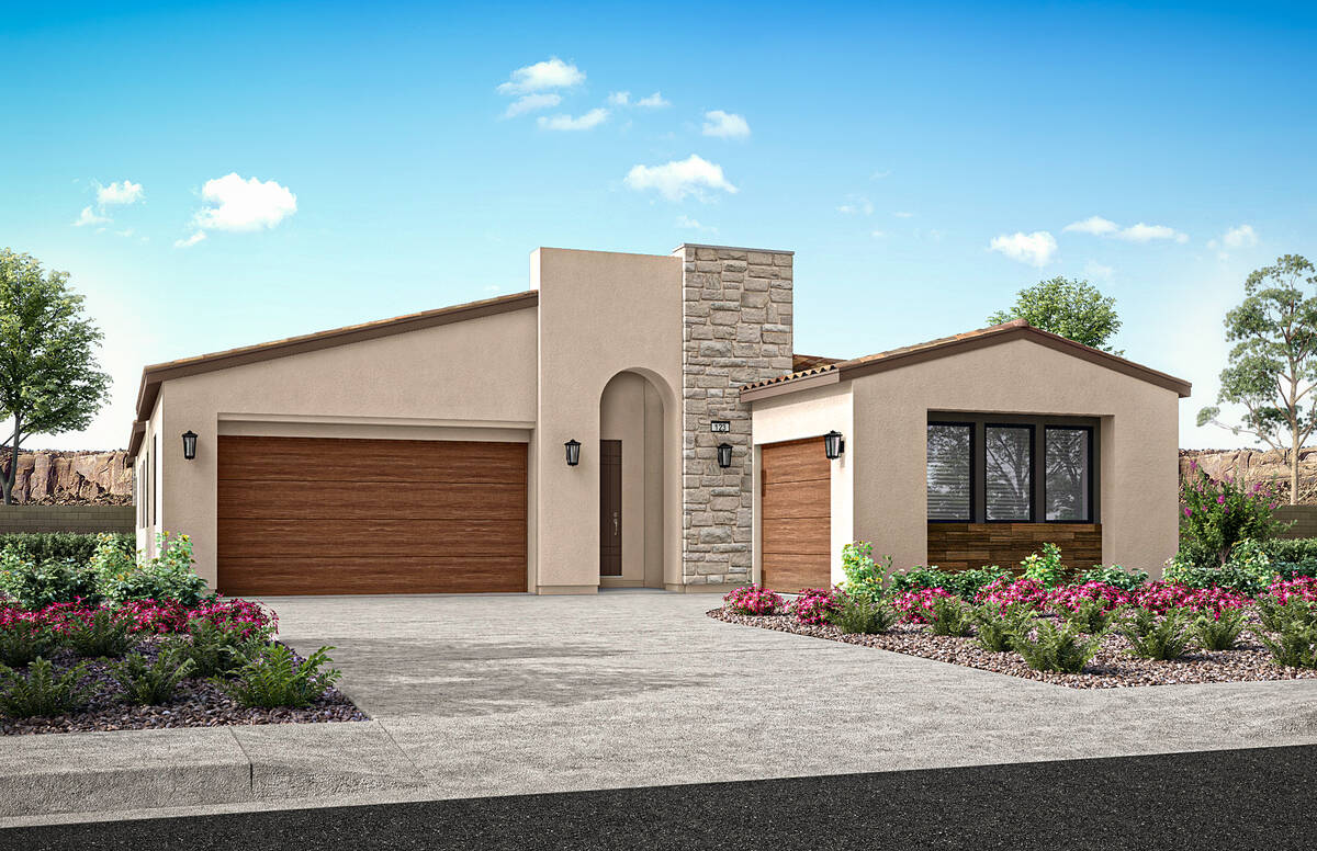 A one-story home option in the "La Cova" neighborhood of Lake Las Vegas. Tri Pointe Homes expec ...