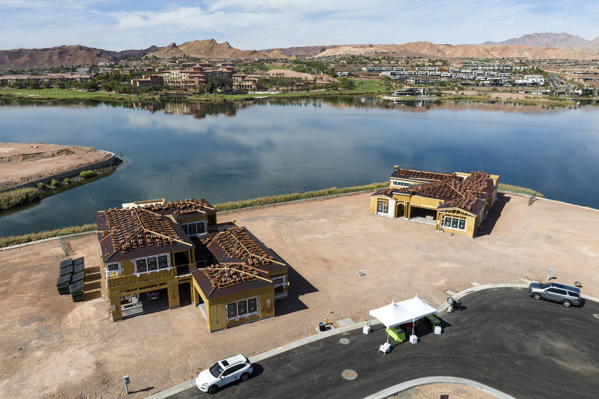 The two model homes by Tri Pointe Homes at South Shore Lake Las Vegas are pictured, on Friday, ...