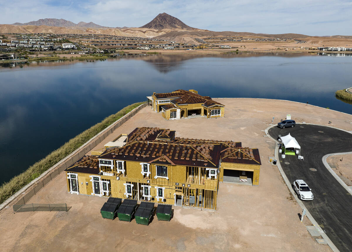 The two model homes by Tri Pointe Homes at South Shore Lake Las Vegas are pictured, on Friday, ...