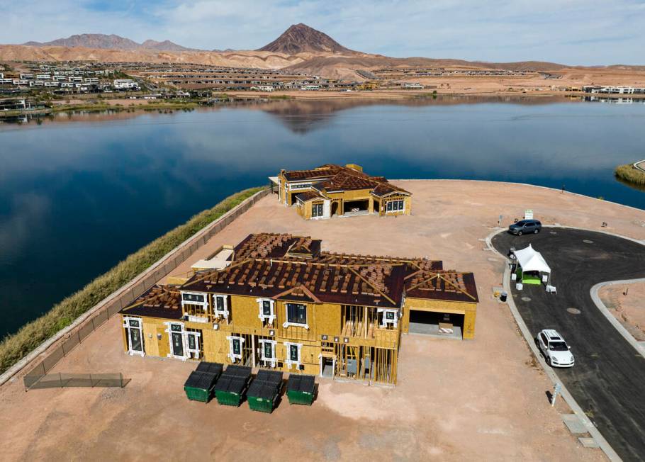 The two model homes by Tri Pointe Homes at South Shore Lake Las Vegas are pictured, on Friday, ...