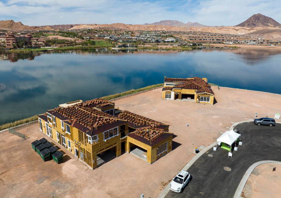 The two model homes by Tri Pointe Homes at South Shore Lake Las Vegas are pictured, on Friday, ...