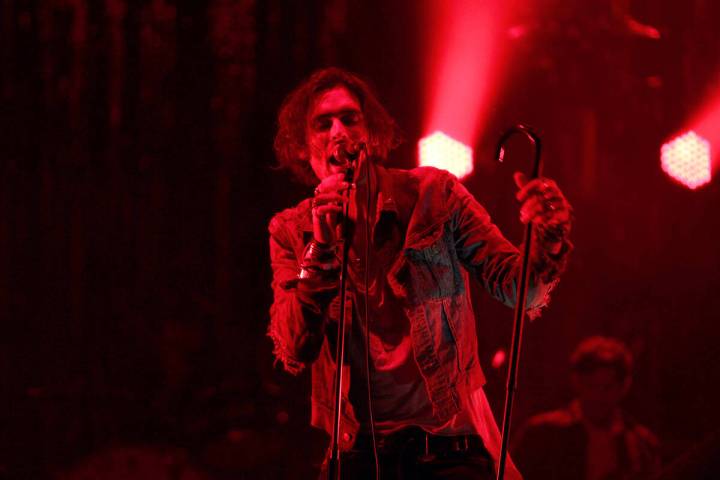 Tyson Ritter from the group All American Rejects is seen performing on stage during the " ...