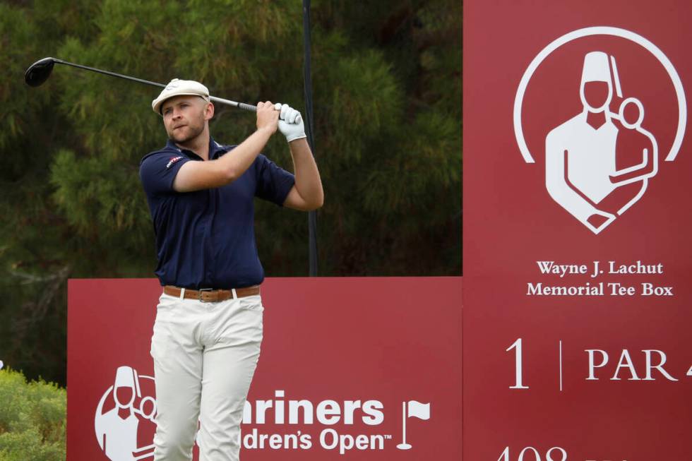 Harry Hall tees off on the first hole during the third round of the Shriners Hospitals for Chil ...