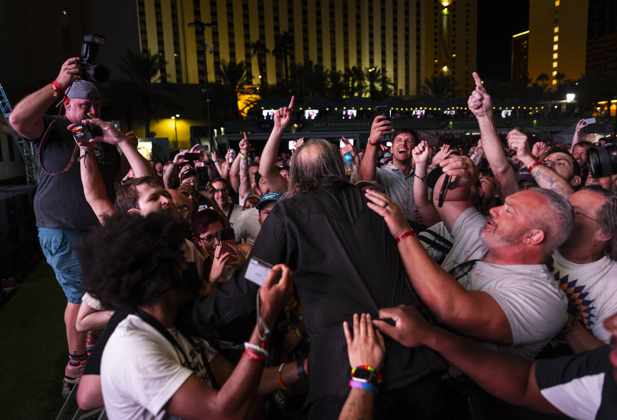 David Yow of The Jesus Lizard gets up close with the crowd during the final night of Best Frien ...