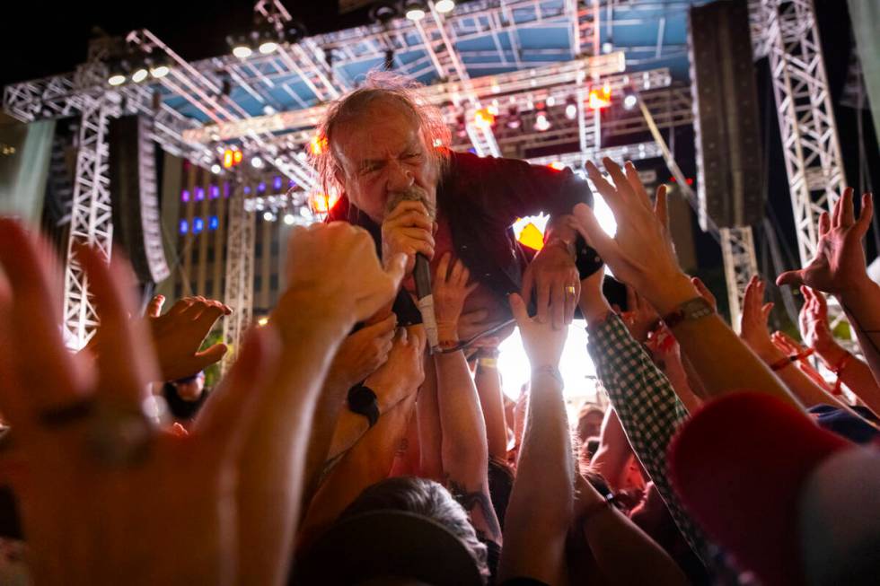 David Yow of The Jesus Lizard crowd surfs during the final night of Best Friends Forever Festiv ...