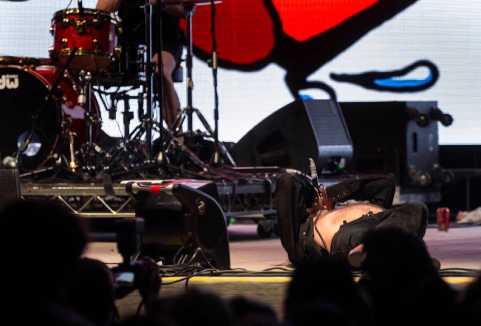 David Yow of The Jesus Lizard crowd performs during the final night of Best Friends Forever Fes ...