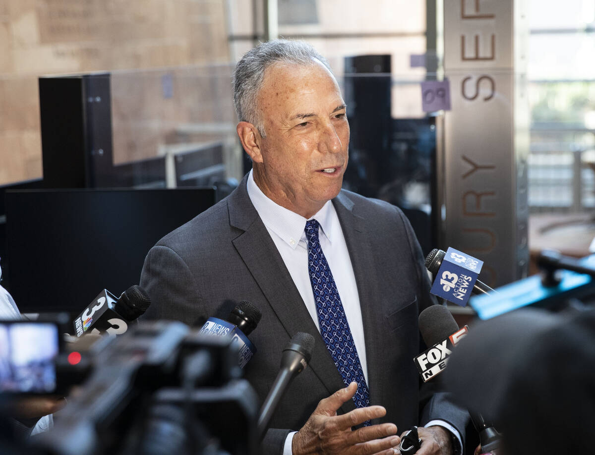 Clark County District Attorney Steve Wolfson addresses the media at the Reginal Justice Center ...