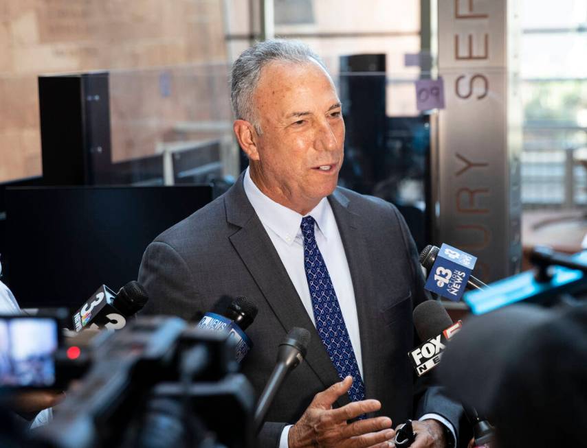 Clark County District Attorney Steve Wolfson addresses the media at the Reginal Justice Center ...