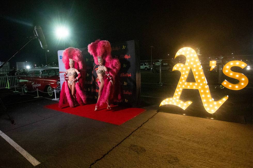 Showgirls are filmed before the Tropicana implosion, Wednesday, Oct. 9, 2024, in Las Vegas. (Da ...