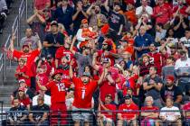 UNLV fans react to another score while battling the Syracuse Orange during the first half of th ...