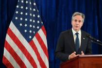 U.S. Secretary of State Antony Blinken speaks at a news conference during the Association of So ...