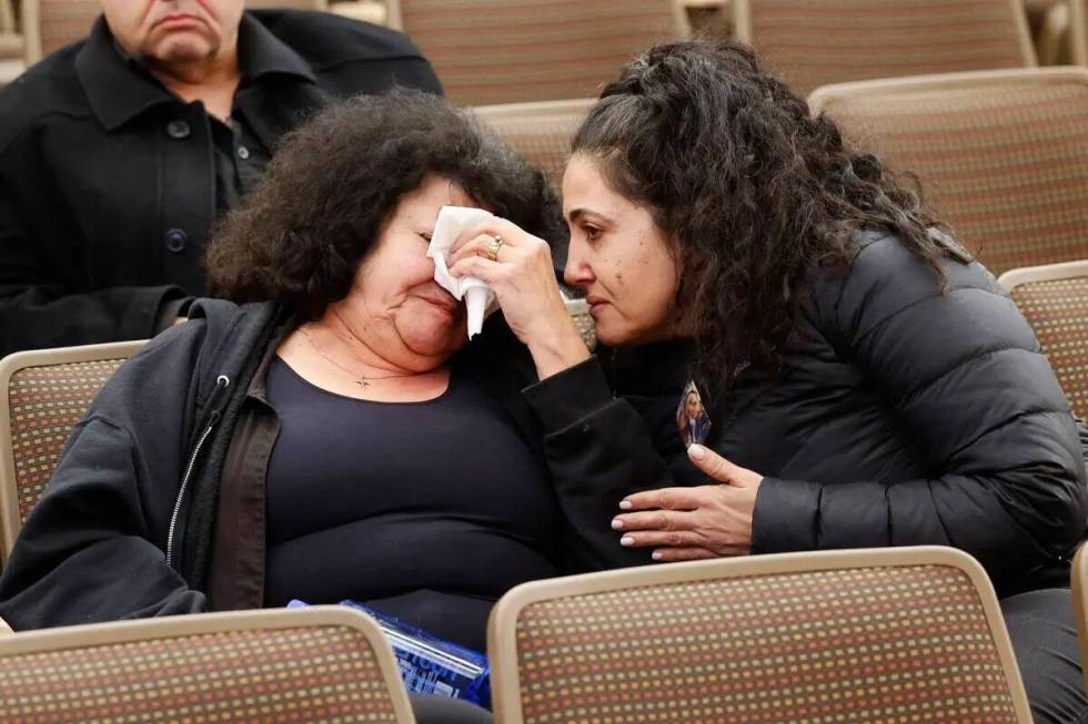 Shooting victim Dianne Hawatmeh’s mother, Mona Sayegh of Henderson, Nev., left, shows her emo ...