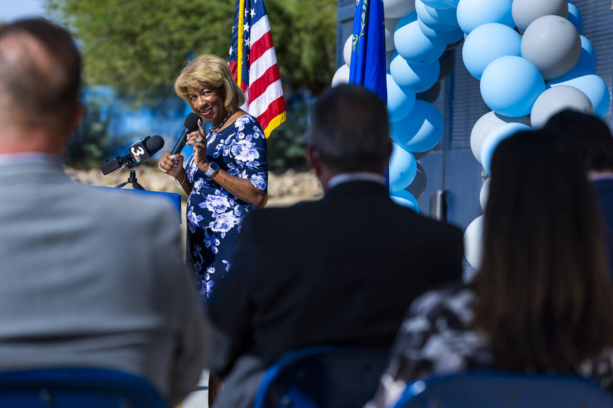 North Las Vegas Mayor Pamela Goynes-Brown speaks at the Silver State Education Foundation's off ...