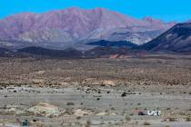 A camper is set up about Government Wash at the Lake Mead National Recreational Area on Tuesday ...