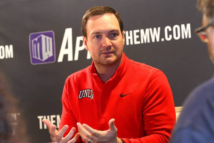 UNLV head coach Kevin Kruger speaks during the Mountain West Conference men's basketball media ...