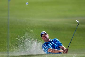 Taylor Pendrith chips out of a bunker on hole #9 during the opening round of the Shriners Child ...