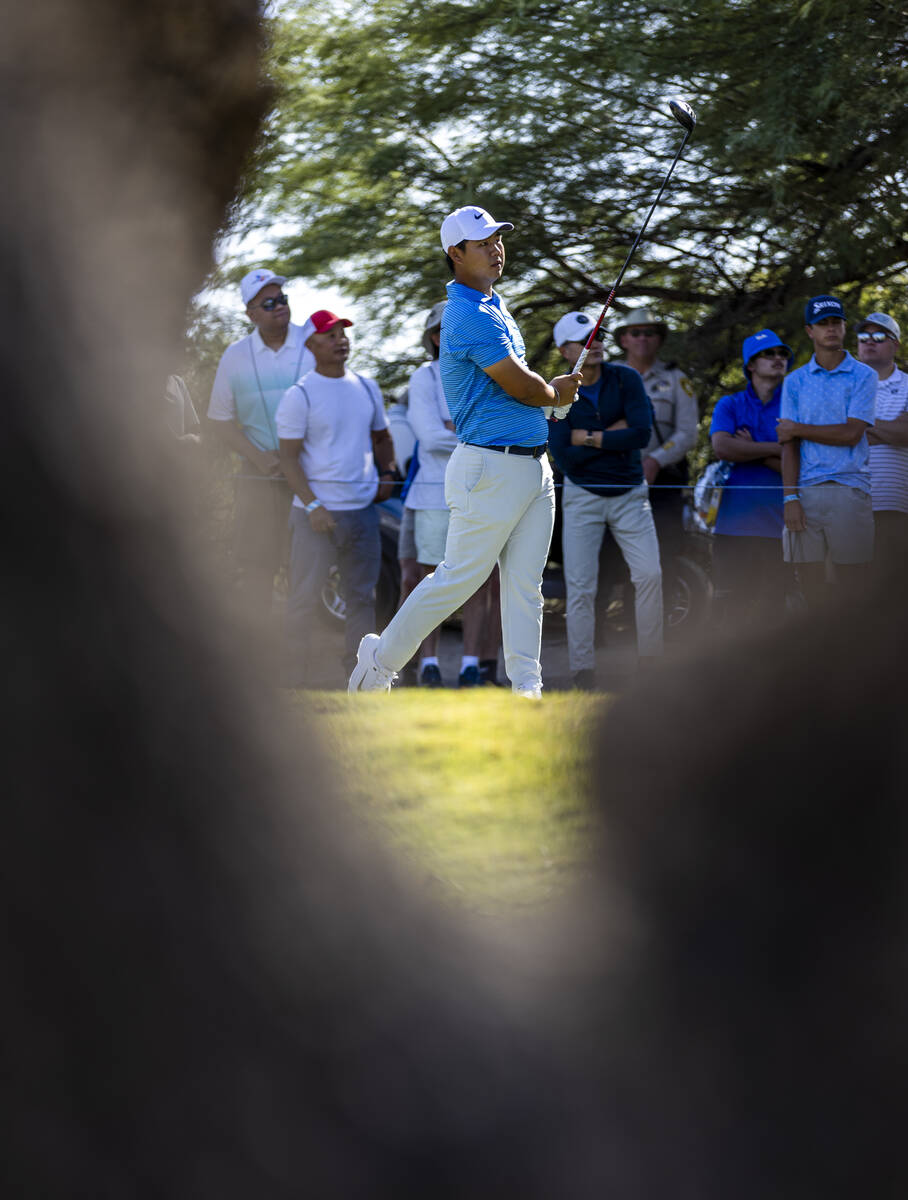 Tom Kim tees off at hole #7 during the opening round of the Shriners Children's Open at TPC Sum ...