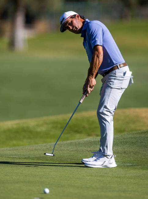 Kevin Kisner eyes a putt at hole #8 during the opening round of the Shriners Children's Open at ...