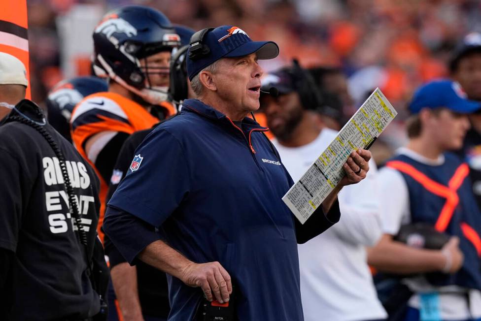 Denver Broncos head coach Sean Payton after an NFL football game Sunday, Oct. 13, 2024, in Denv ...