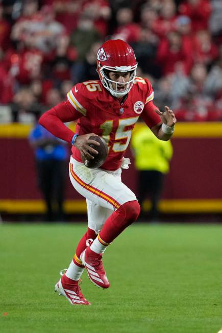 Kansas City Chiefs quarterback Patrick Mahomes runs against the New Orleans Saints during an NF ...