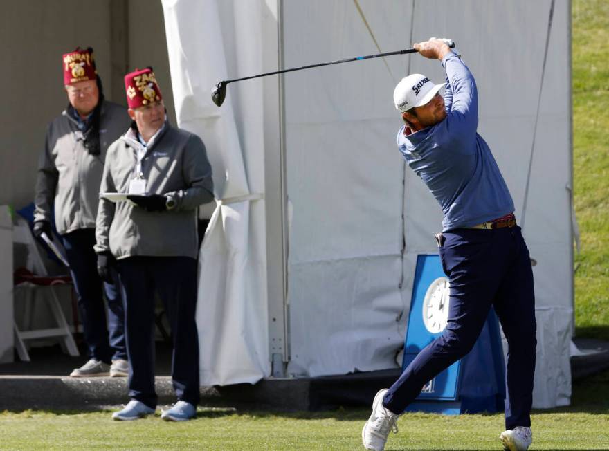 Blaine Hale Jr. watches his tee shot at hole #10 during the second round of the Shriners Childr ...