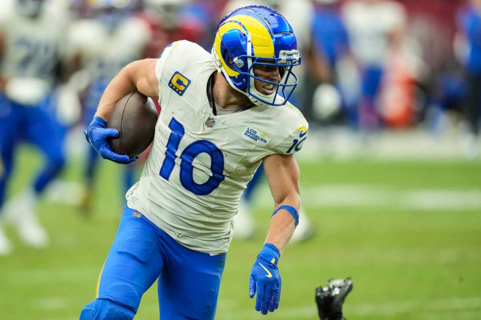 Los Angeles Rams wide receiver Cooper Kupp (10) runs against the Arizona Cardinals during the f ...