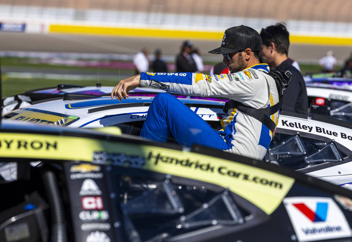 Chase Elliott (9) enters his car during the NASCAR Cup Series practice session for the South Po ...