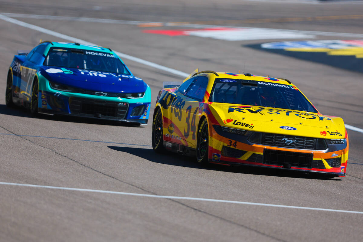 NASCAR driver Michael McDowell races during the South Point 400 NASCAR Cup Series race at the L ...