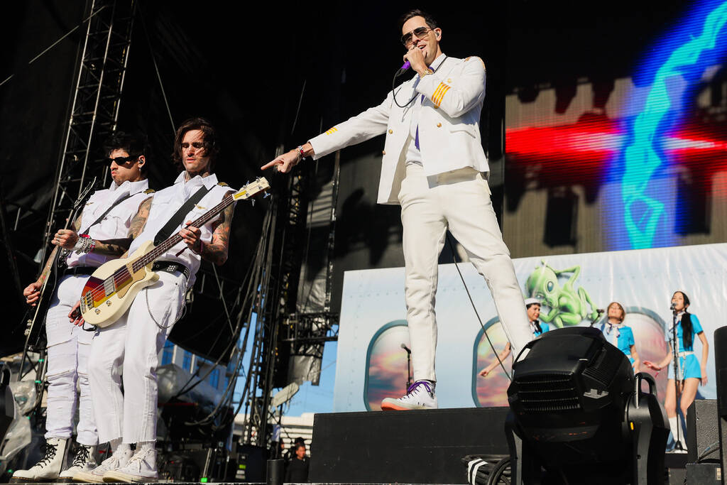 Cobra Starship performs during the When We Were Young music festival at the Las Vegas Festival ...