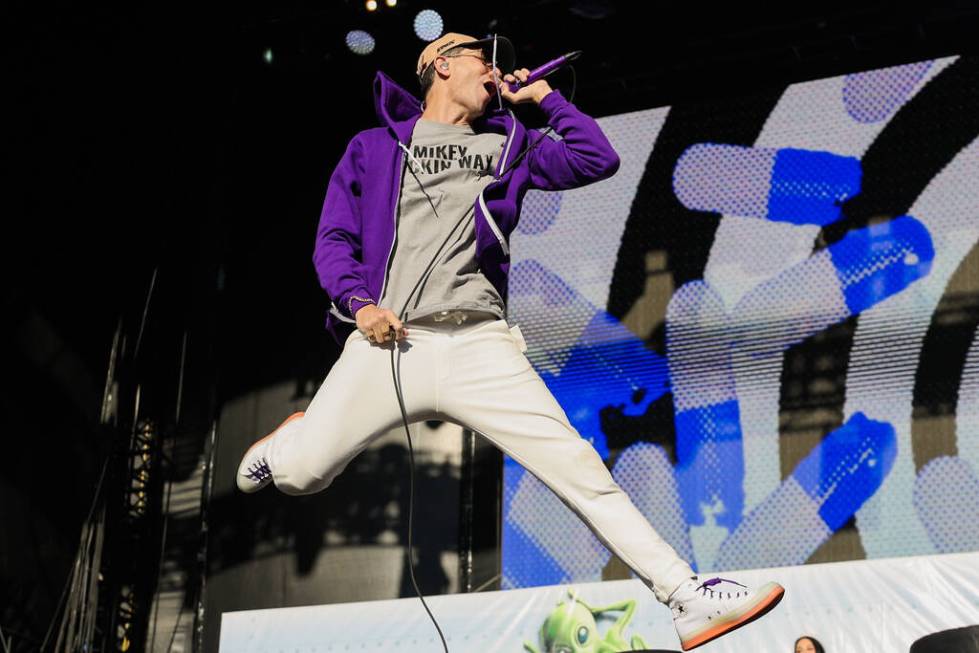 Cobra Starship performs during the When We Were Young music festival at the Las Vegas Festival ...