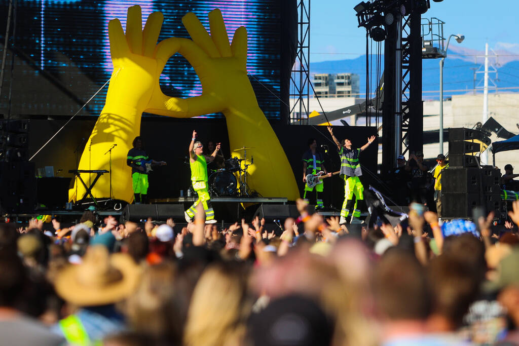 3OH!3 performs during the When We Were Young music festival at the Las Vegas Festival Grounds o ...