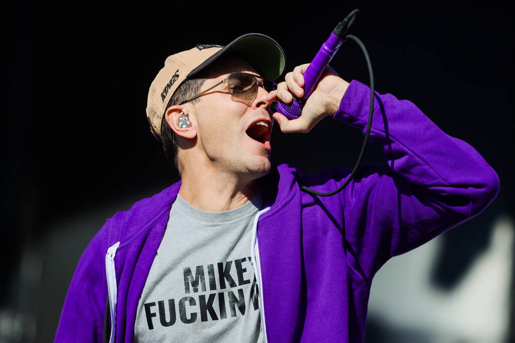 Cobra Starship performs during the When We Were Young music festival at the Las Vegas Festival ...