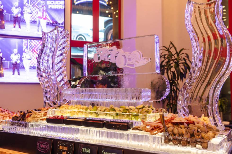 A food display at Beer Park, in Paris Las Vegas on the Strip, for the Formula One Las Vegas Gra ...