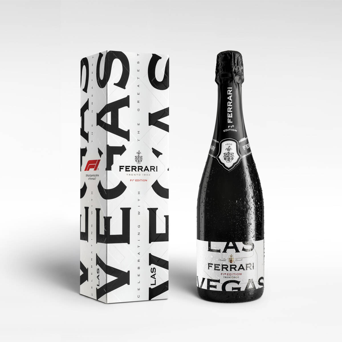 The F1 Edition sparkling wine from the House of Ferrari Trento for the Formula One Las Vegas Gr ...