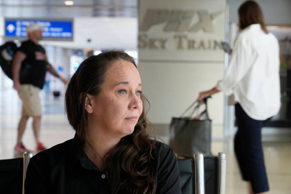 Lindsay Ruck, a server at Phoenix Sky Harbor International Airport restaurants, pauses in Termi ...