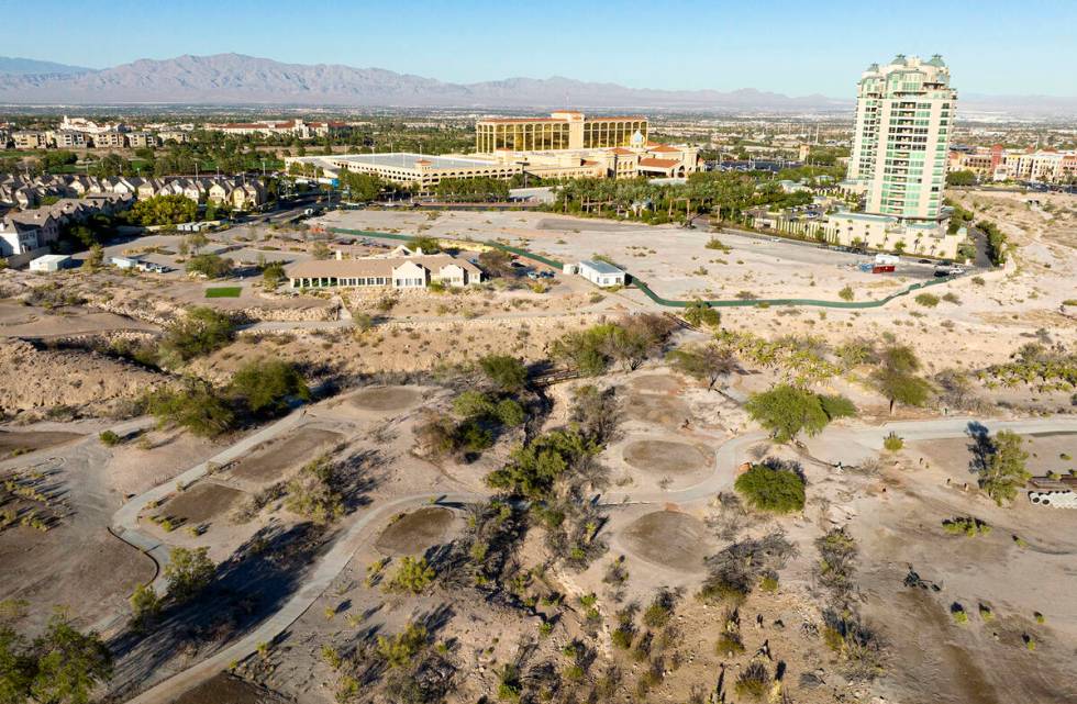 An aerial view of the shuttered Badlands Golf Course, on Tuesday, Oct. 22, 2024, in Las Vegas. ...