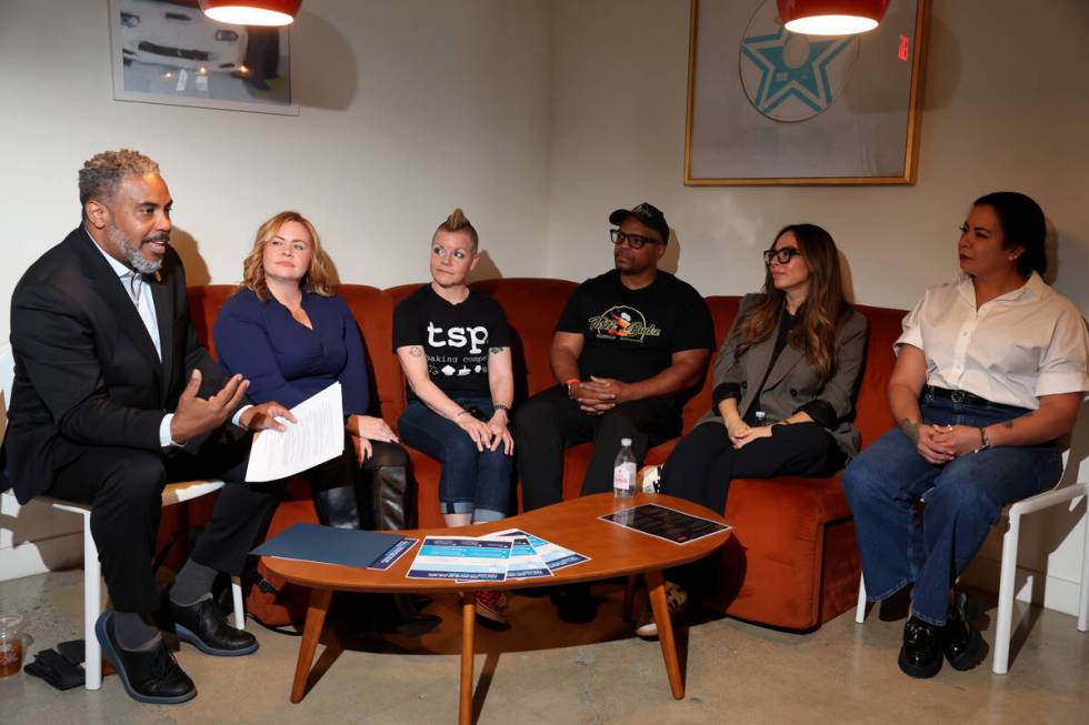 Rep. Steven Horsford, D-Nev., left, hosts a roundtable discussion with TikTok small business ow ...