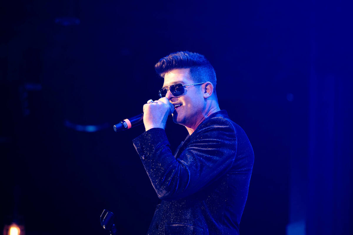 Recording star Robin Thicke is shown at the RennerVation Foundation "Fore The Kids" all-star co ...