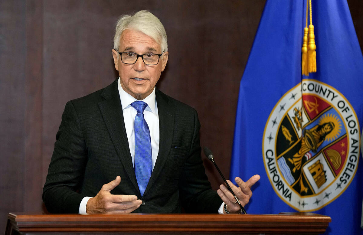 FILE - Los Angeles County District Attorney George Gascón speaks during a news conference ...