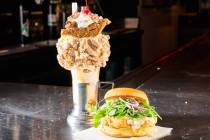 A Pecan Pie CrazyShake and a Chicken Fried Turkey Sandwich from Black Tap Craft Burgers & B ...