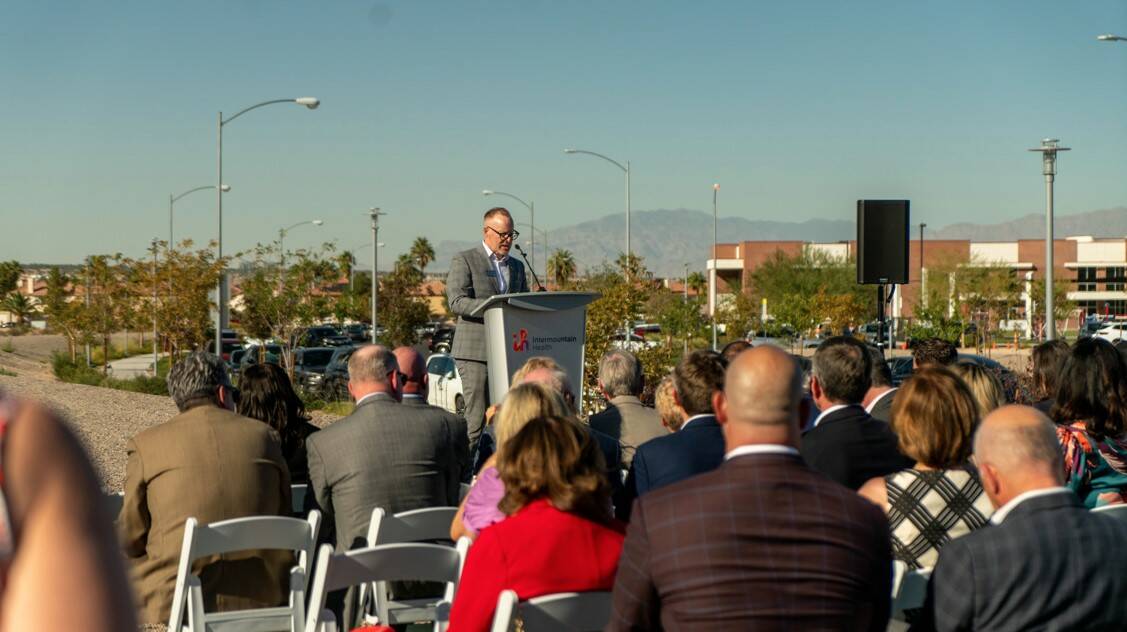 Mitchel Cloward, president of president of Intermountain Health’s Desert Region, speaks at th ...