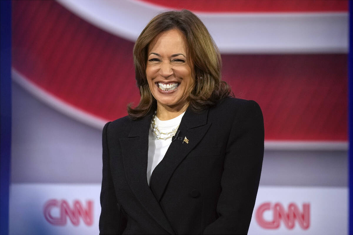 Democratic presidential nominee Vice President Kamala Harris speaks during a CNN town hall in A ...