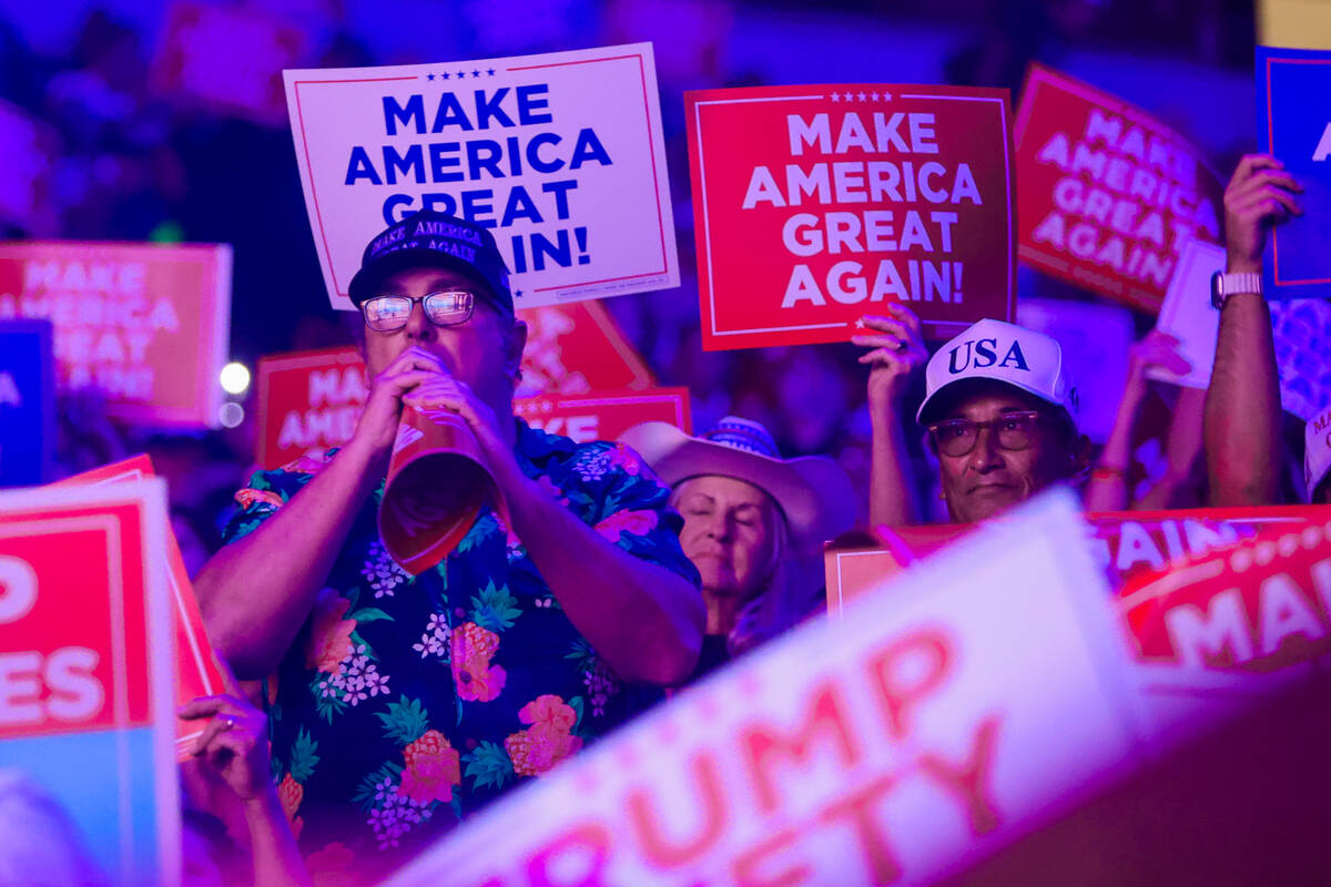 Supporters cheer as they wait for Republican presidential nominee former President Donald Trump ...