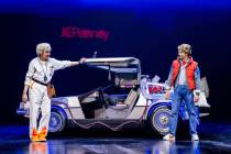 Don Stephenson and Caden Brauch, co-stars of "Back To The Future", are shown with the iconic De ...