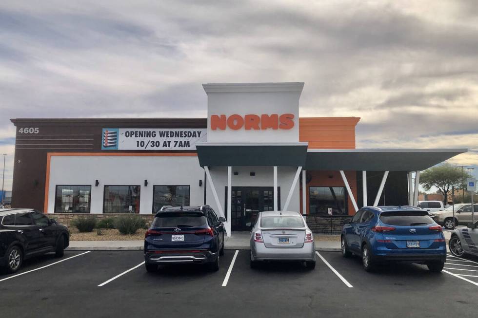 A sign on the front of Norms announces a late October 2024 opening for the popular Southern Cal ...