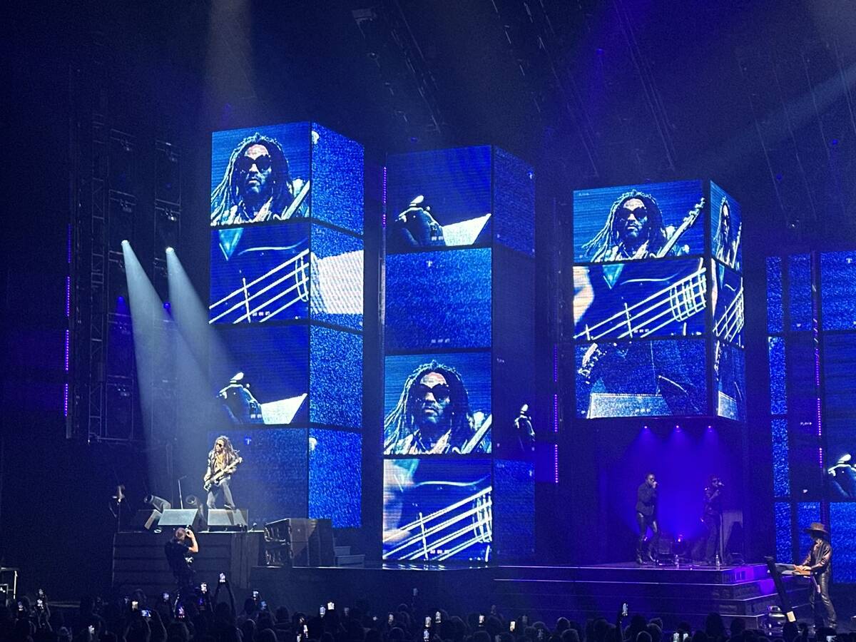 Lenny Kravitz performs in his "Blue Electric Light" production at Dolby Live at Park MGM on Wed ...