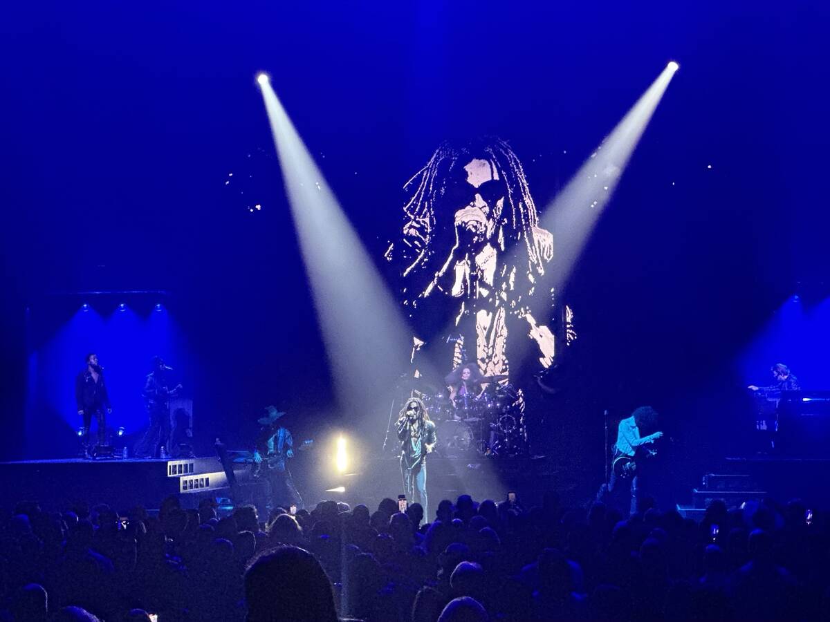 Lenny Kravitz performs in his "Blue Electric Light" production at Dolby Live at Park MGM on Wed ...