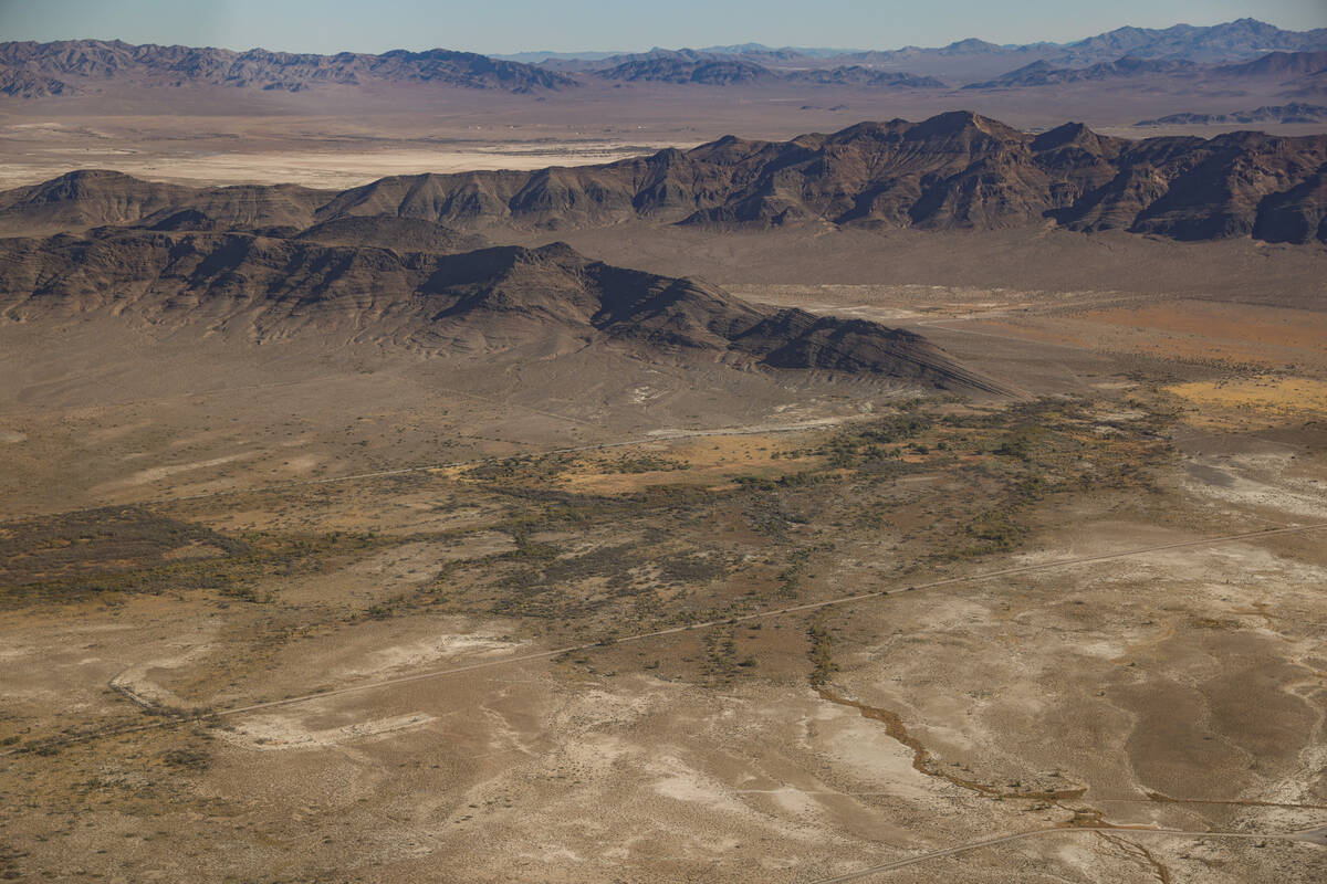 Ash Meadows National Wildlife Refuge as seen from a ride with EcoFlight, a nonprofit that provi ...